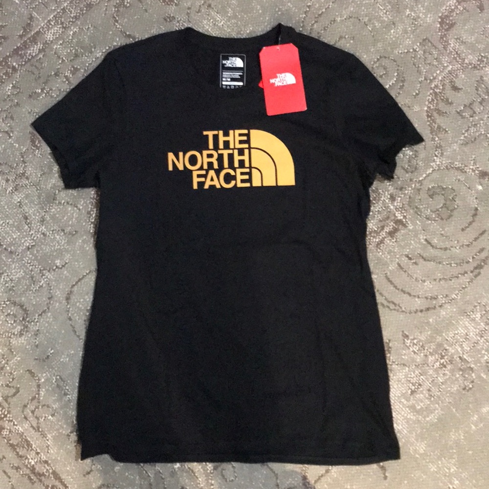 NWT Black North Face T-shirt with yellow logo